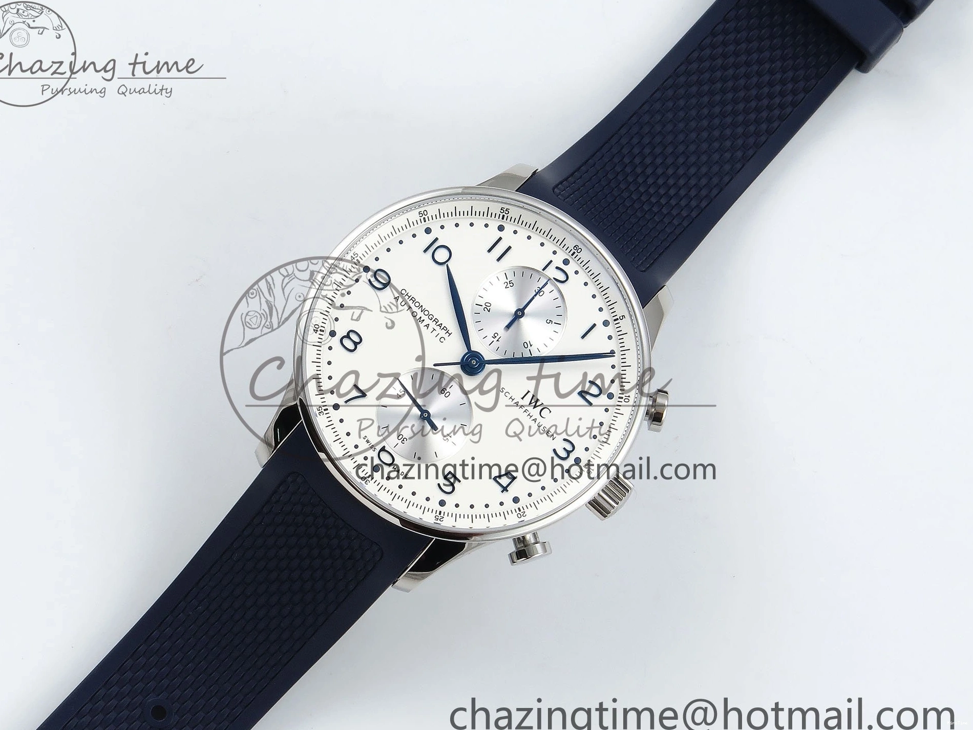 MIROTIME 0412 Casual Portuguese Chrono IW3716 Z+F 1:1 Best Edition White Dial on Blue Rubber Strap A 7016